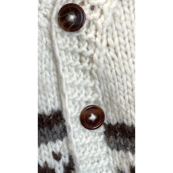 Vintage-Inspired Cream & Brown Knit Button-Front Vest Size XL - Picture 4 of 7